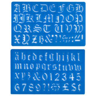OLD ENGLISH UPPER LOWER CASE ALPHABET NUMBERS STENCIL TEMPLATE SET mb