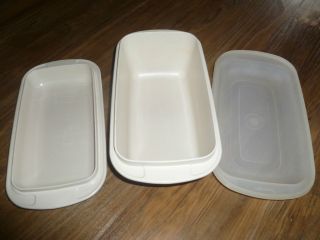 ALMOND ULTRA 21 Tupperware 2 qt BREAD PAN 3pc Oven Microwave GREAT