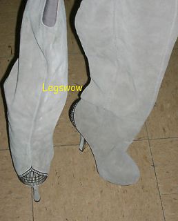 By Halston Leather 5.5 Stiletto Heel Boots Thigh Knee Hi Women 7