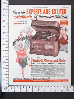 1942 MOTOROLA Phonograph Radio DE SOTO Motor Car 2 Sided magazine Ad
