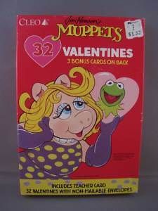 MUPPET VALENTINES DAY CARDS Kermit Miss Piggy Animal Vintage 1990