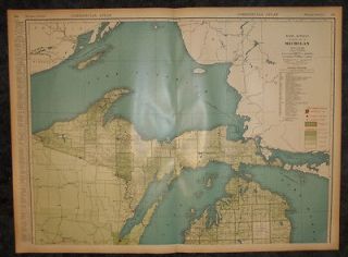 1936 Railroad Map of Northern Michigan. Genuine. Super scarce. Read