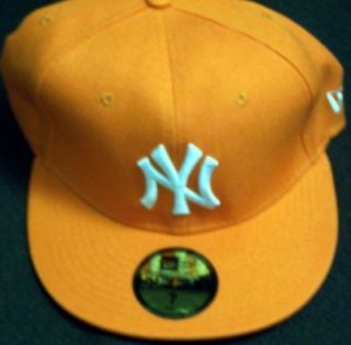NY Yankees Fitted Cap/Hat, Yellow, Size 7 3/8 , Jeter