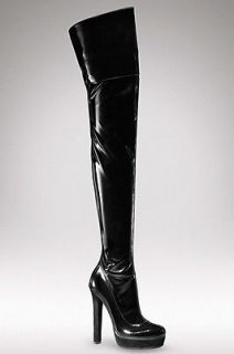 GUCCI RUNWAY BLACK PATENT HUSTON PLATFORM OVER THE KNEE BOOTS 39.5 $