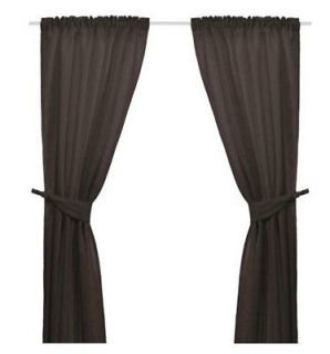 Ikea ANITA Pair of curtains with tie backs Brown