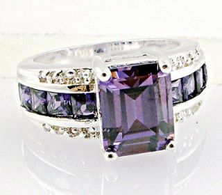 Victoria Wieck Amethyst & white topaz Gemstones silver Ring Size 6 7 8