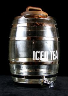 Vintage ICED TEA Glass Barrel Dispenser