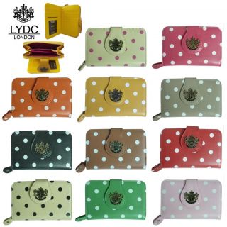 Ladies Polka Dot Faux Leather Purse/Wallet/C lutch with LYDC Logo