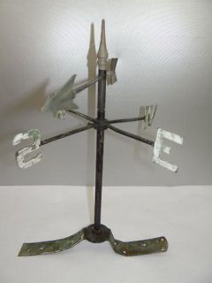 Antique Old Used Metal Solid Brass Weathervane Directional Arrow Barn