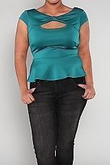 womens peplum top blouse shirt teal Size XL Brand New Accentuates Bust