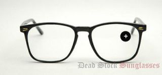Vintage KEYHOLE Black Wayfarer Reading Glasses Eyeglasses +150