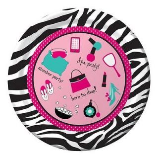 Zebra Boutique Party   Pink Zebra Print Icons Dinner Plates x 8