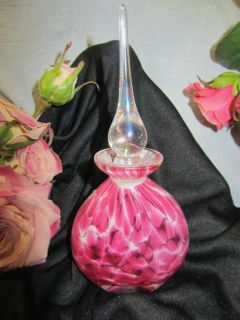 Vintage ART GLASS perfume BOTTLE cranberry SPATTER paperweight CASED