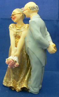 or 60th Golden / Diamond Anniversary Older Wedding Cake Topper, Ring