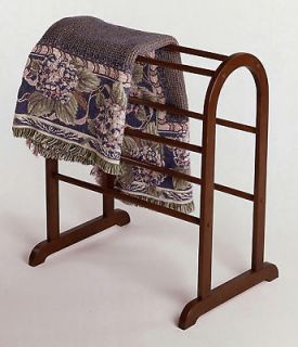Charming Wood Blanket Quilt Display Rack Warm Walnut Finish Home Linen