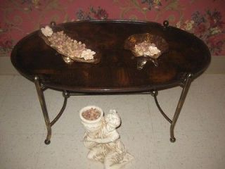 Wood Oval Coffee Table Metal Legs Estate full of Ethan Allen find