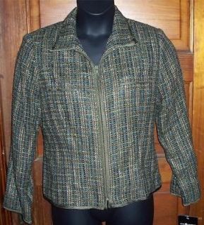 Gorgeous Green Fully Lined Zip Up Womans 14P Blazer Jacket NWT