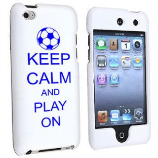 White / Blue Apple iPod Touch 4th Gen Hard Case Cover Keep Calm Play