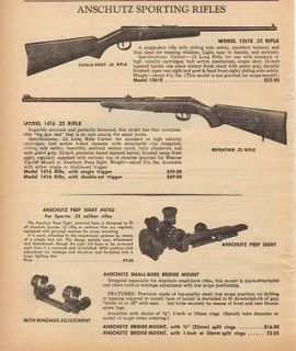 1964 ANSCHUTZ AD MODEL 1316 1416 RIFLES PEEP SIGHTS