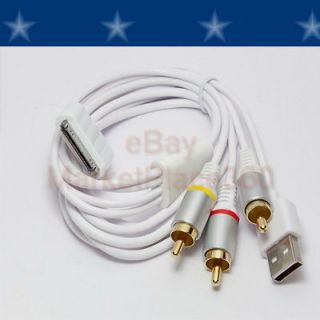 CABLE RCA COMPOSITE FOR APPLE IPOD IPAD 1 2 3 IPHONE 3 3G 3GS 4 4S