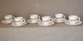 Arcopal France~Express o Cups & Saucers~6 sets~white milk glass w
