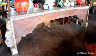 129 long Console Table lime wash made antique Ceiling beams reclaim