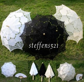 &sets choice lace parasol umbrella&hand fan for wedding decoration