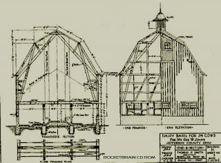 Architectural Antique Drawings Drafting Barn Farm Plans