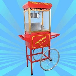 220V 1.3KW 8oz Popcorn Machine Maker Cart Antique Style Home Theater