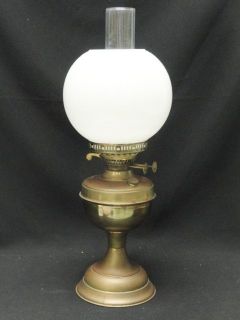 ANTIQUE BRASS DUPLEX ENGLAND HURRICANE KEROSENE OIL LAMP GLASS GLOBE