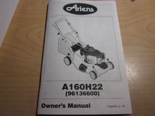 Owners manual ariens lawn mower A160H22 NEW