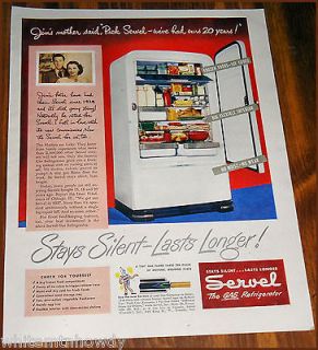 1948 SERVEL Electric REFRIGERATOR Kitchen AD