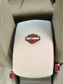 Auto Center Console Armrest Covers F6 LT.TAN W/ HARLEY DAVIDSON PATCH