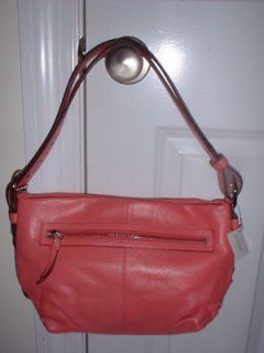 NWT Authentic Coach Perforated Leather East West Duffle Handbag Coral