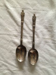 Set of 2 Antique Apostle Demitasse Spoons   Marked EPNS