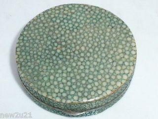 ANTIQUE SILVER SHAGREEN POWDER COMPACT PATCH BOX CONTINENTAL IMPORT