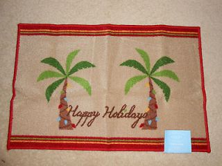 New Happy Holidays Door Mat Accent Rug PALM TREES