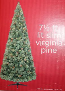 Christmas Pre Lit Slim Virginia Pine Tree 730 Tips 400 Clear Mini