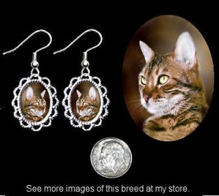 Bengal Striped Shorthair Cat Filigree Earrings JEWELRY