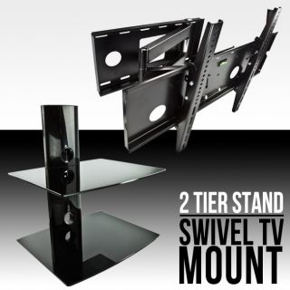 Swivel Arm 32 37 42 46 50 52 60 TV Wall Mount Full Motion Tilt 2 Tier