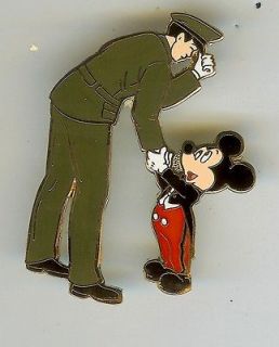 DISNEY MICKEY SHAKING HANDS THANKS ARMY OFFICER SOLDIER MILITARY PIN