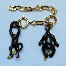 Rare Pair of Joan Rivers Noahs Ark Monkey Charms with Extender Chain