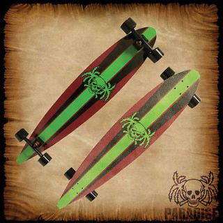 PARADISE Longboard Complete GREEN SKULL STRIPES PINTAIL COMPLETE