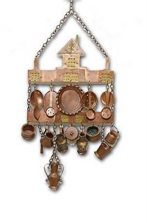 COPPER MINI POTS AND PANS FOLK ART WALL HANNING ALL KINDS OF ITEMS