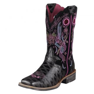 Ariat Western Boots Womens Cowboy Rodeobaby Rocker 11 B Black 10006763