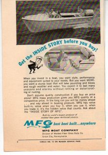 1968 Vintage Ad MFG Fiber Glass Boats Union City,Pennsylva nia