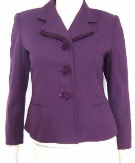 KASPER PETITE Arthur S Levine Amethyst Purple Velvet Tailored Blazer