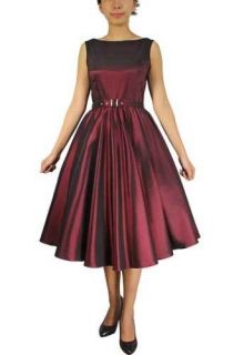 Red Satin Audrey Dress Gorgeous Vintage Lines Hepburn Prom 50s