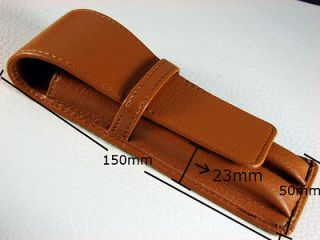 Two pen Case Brown Color Genuine Leather Pouch For 2 Pens