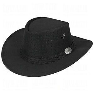 AUSSIE CHILLER BUSHIE PERFORATED HAT   BLACK   LARGE   SIZE 7   7.5